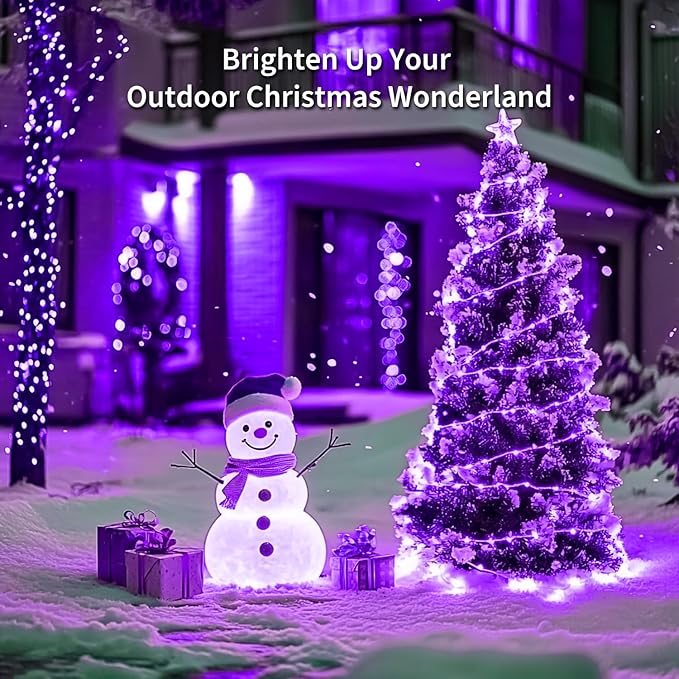 JMEXSUSS 4 Pack 50 LED Halloween Fairy Lights Battery Operated, 16.1ft Purple String Lights, Mini Christmas Lights Indoor Outdoor Waterproof for Bedroom Party Halloween Christmas Decorations