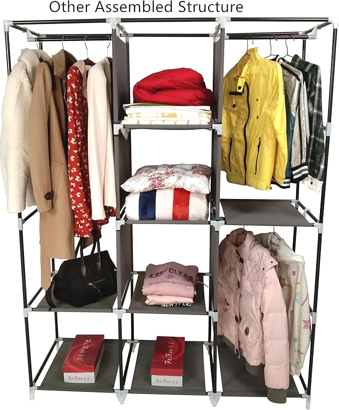 YOUUD Portable Clothes Storage Closet Organizer - Gray