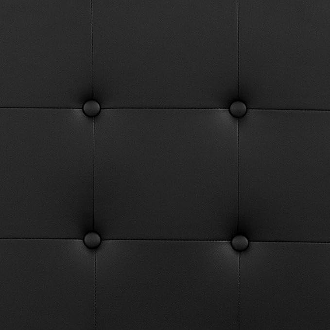 Flash Furniture Lennox Button Tufted Upholstered King Size Headboard in Black Vinyl with Adjustable Bed Rail Slots