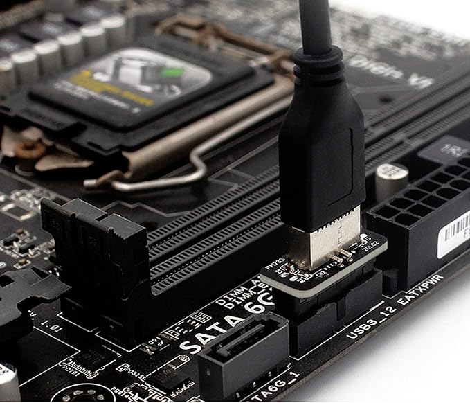 USB Front Panel Adapter, Vertical USB C Header Adapter, USB 3.1 Type-E Key-A to USB 3.0 20Pin Header Converter for Type C Motherboard