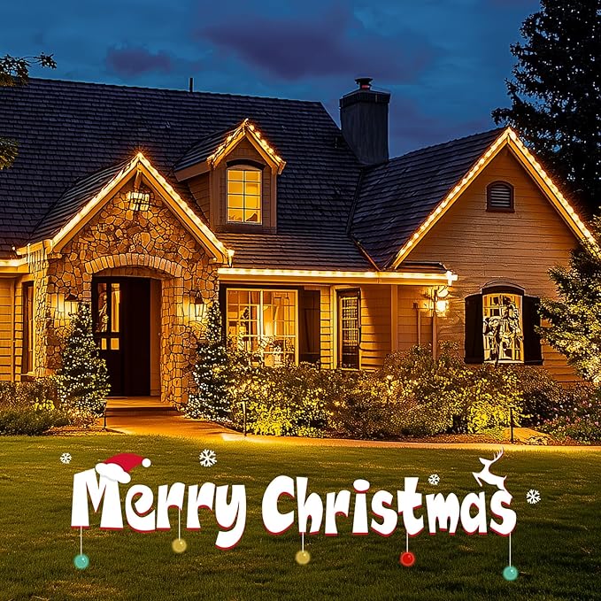 Minetom C9 Clear Christmas String Lights, 25FT 25 Blubs Bright & Warm Outdoor Christmas Lights, Long Life C9 String Lights for Tree Patio Gazebo Wreath, Black Wire