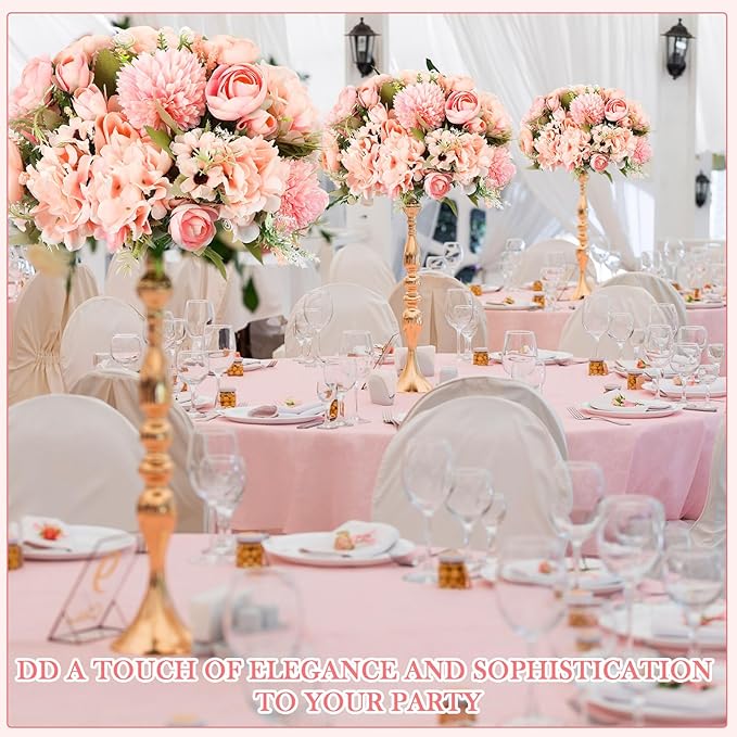 Tigeen 12 Pcs Peonies Artificial Flowers Faux Roses Silk Flowers Hydrangea Artificial Bouquet for Wedding Table Centerpiece Floral Vase Home Office Bridal Decor (Pink)