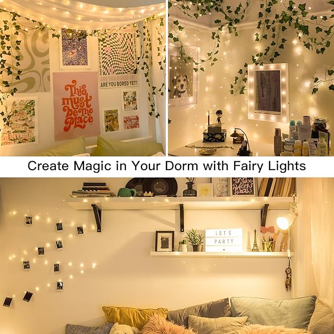 suddus 66ft 200 LED Outdoor String Lights, Warm White Christmas Fairy Light Battery Operated with Remote, Led Twinkle Lights for Bedroom, Dorm, Patio, Fireplace, Backyard, Garden, Xmas, Party, Indoor