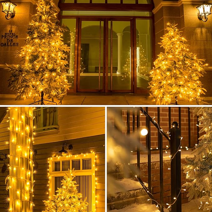 koopower 36ft 100 LED Battery Operated String Lights with Timer on IP65 Waterproof Clear String for Outdoor and Indoor Use (8 Modes, Warm White)