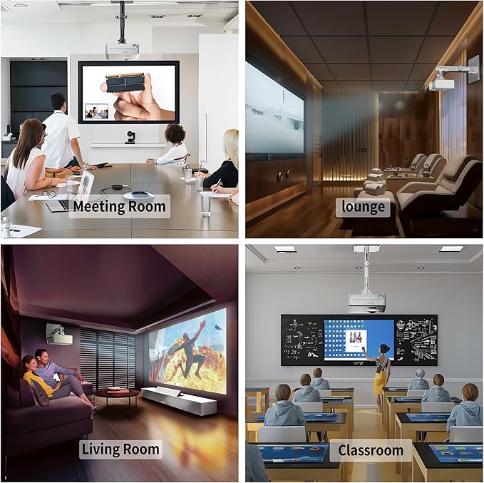 Projector Stand - Single Hole Hanging Height Adjustable Ceiling/Wall Mount, Aluminum Alloy Material, Load 33 lbs - Silver