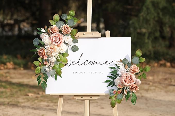 Flrunwu(Pack of 2 Artificial Flowers Decorations,Centerpieces for Wedding Reception Backdrop Decoration, Floral Decor Wall Home Entryway OutdoorDecorations (Terracotta)