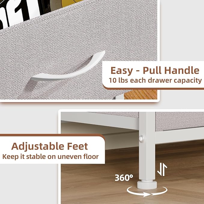 Somdot Nightstand Set of 2, Small Dresser for Bedroom with 2 Drawers, Bedside Table Night Stand End Table with Fabric Bins for Bedroom Kids Closet Dorm Guest Room, Ash Grey