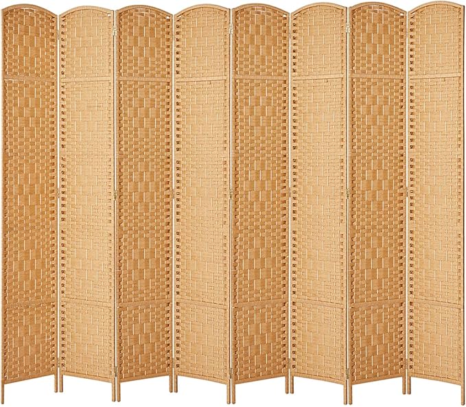 Rose Home Fashion Room Divider, 6 ft Tall Room Dividers and Folding Privacy Screens, 16in Privacy Screen 8 Panel Light Beige Space Temporary Wall Foldable Partition Separation