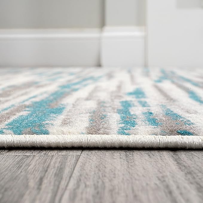 JONATHAN Y Speer Abstract Linear Stripe Gray/Blue Indoor Area Rug, 4x6, Contemporary, Rustic, Easy-Cleaning for Living Room, Bedroom, Kitchen, Pet Friendly, Non-Shedding (LUX106A-4)