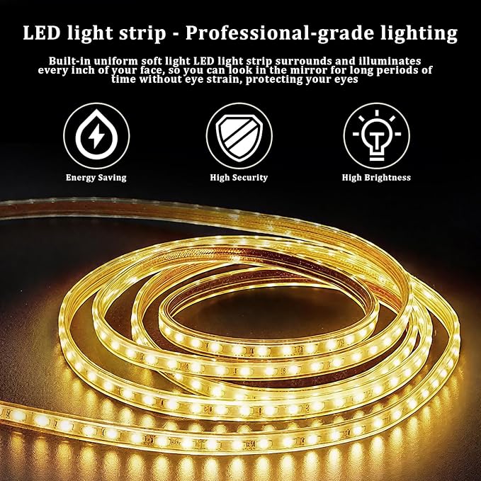 LED Bathroom Mirror with Lights, 55"x 30" Wall Mirrors with Anti-Fog, Dimmable, Backlit + Front Lit, 3 Color Modes, Memory Function Smart Mirror