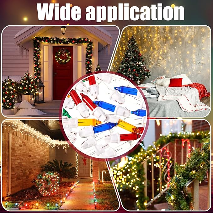 Mudder 60Count 2.5V Christmas 50/100/150/200 Count Mini Incandescent Wire String Lights Replacement Bulbs Indoor/Outdoor Christmas Lights Decor for Home Xmas Tree (White Base with Bright Bulb)