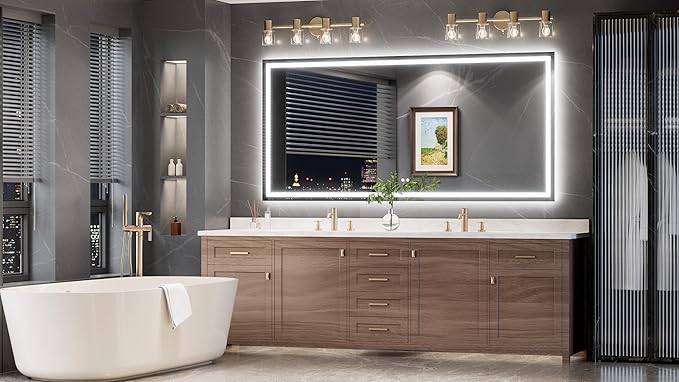 TokeShimi LED Bathroom Mirror 84 x 40 Lighted Bathroom Vanity Mirror with Lights,Brighter Frontlit and Backlit Light up Anti Fog Mirror