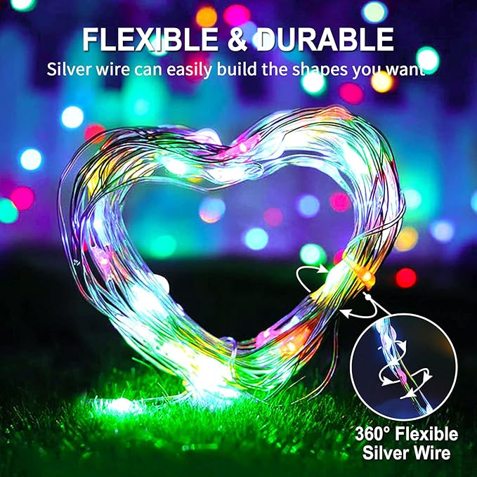 JMEXSUSS 2 Pack Multicolor Fairy Lights Battery Operated, Total 400 LED 132ft Multicolor String Lights with Remote, 8 Modes Christmas Fairy Lights for Bedroom Patio Garden Deck Christmas Decorations