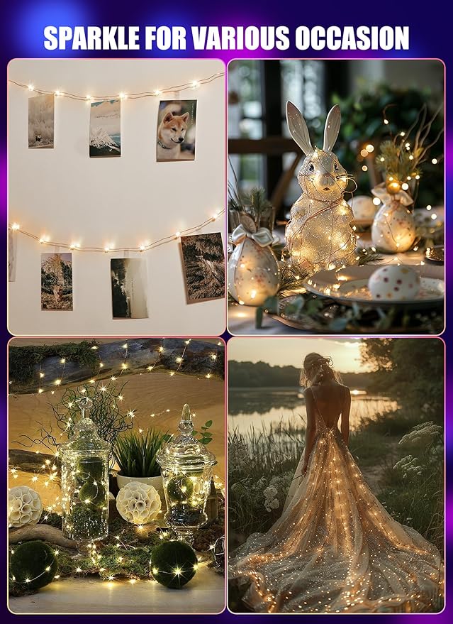 Minetom Upgraded Color Changing Fairy String Lights - 66 ft 200 LED 24 Colors USB Silver Wire Lights with Remote and Timer for DIY Bedroom Party Indoor Christmas Decoration, Adapter Included