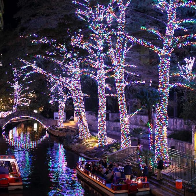 Christmas String Lights, 33FT 100 LEDs Chritsmas Tree Lights Indoor String Lights 8 Modes with End-to-End Plug Fairy Lights Decoration for Indoor Outdoor, Multicolor (Clear Wire)
