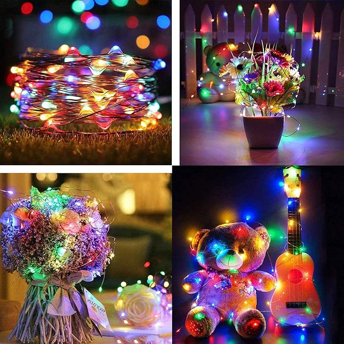 VOOKRY Fairy Lights Battery Operated Mini Starry String Lights, 12 Pack 30 LEDs 10 ft Silvery Copper Wire Lights Multicolor, Works for DIY Wedding Centerpiece, Party, Table, Christmas Decorations