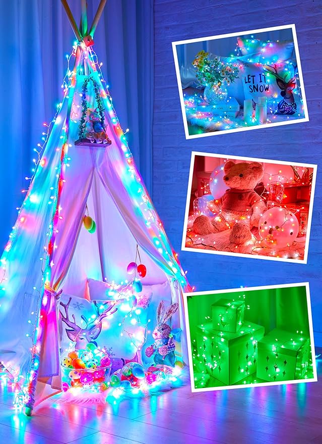 Brightown 10FT Fairy Lights Color Changing - 100 LED 22 Colors Firecracker Fairy Lights with Remote, Cluster String Lights Indoor with 12 Lighting Mode, Christmas Fairy Light for Bedroom Classroom