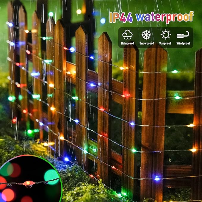 JMEXSUSS 8 Pack 50 LED Multicolor Christmas Fairy Lights Battery Operated - Each 16 Ft Christmas Tree Multicolor Lights Indoor Outdoor Decorations