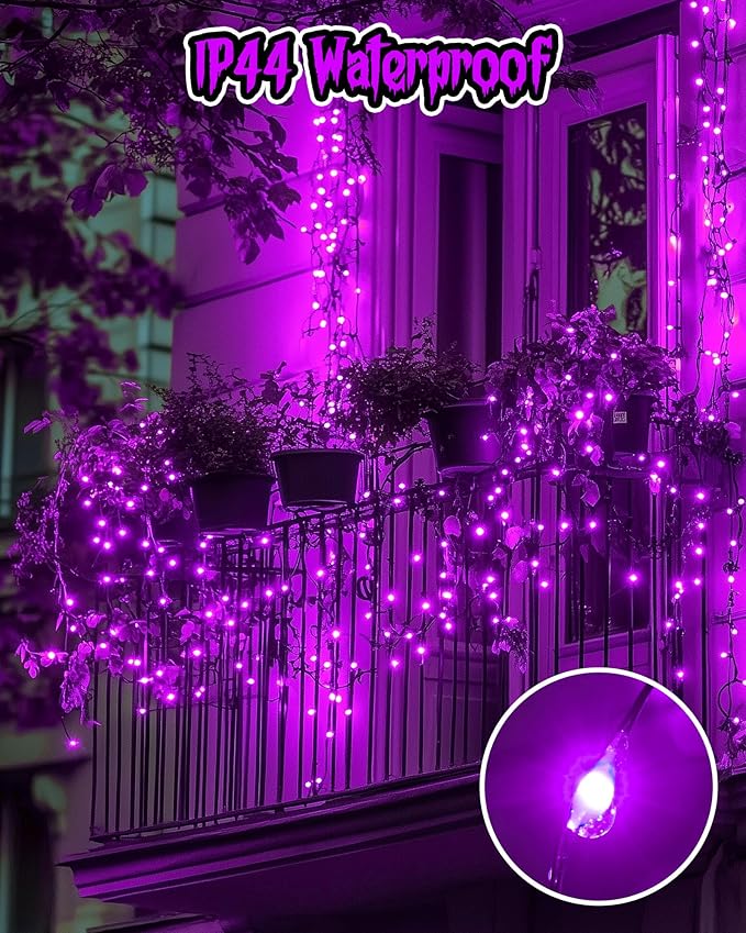 Minetom Halloween Fairy Lights - 5 Pack 7 FT 20 LED Battery Operated With Timer, Black Wire Indoor String Lights for Bedroom, Home, Party Decoration, Purple