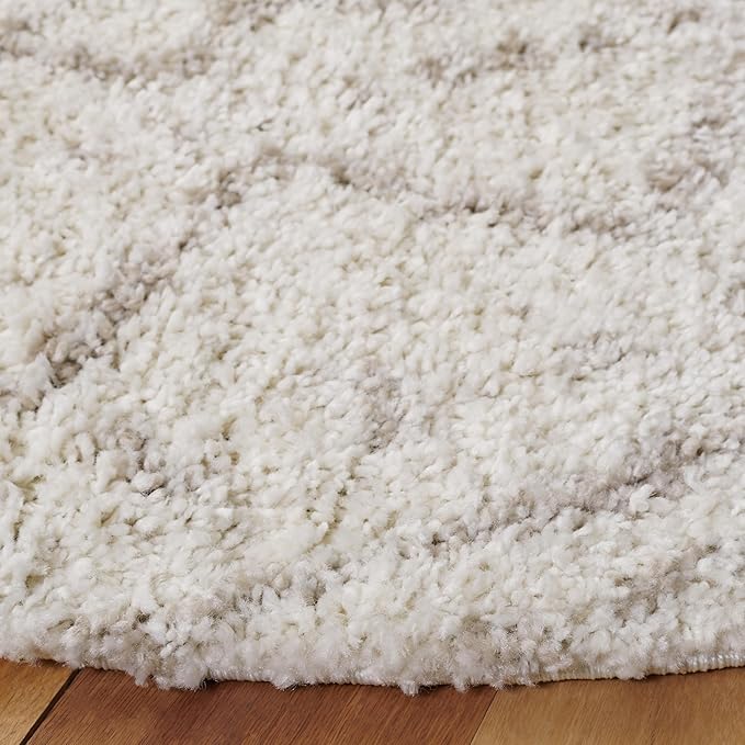 SAFAVIEH Arizona Shag Collection Accent Rug - 4' Round, Ivory & Beige, Non-Shedding, 1.5-inch Thick, Ideal for Living Room, Foyer, Bedroom (ASG741A-4R)