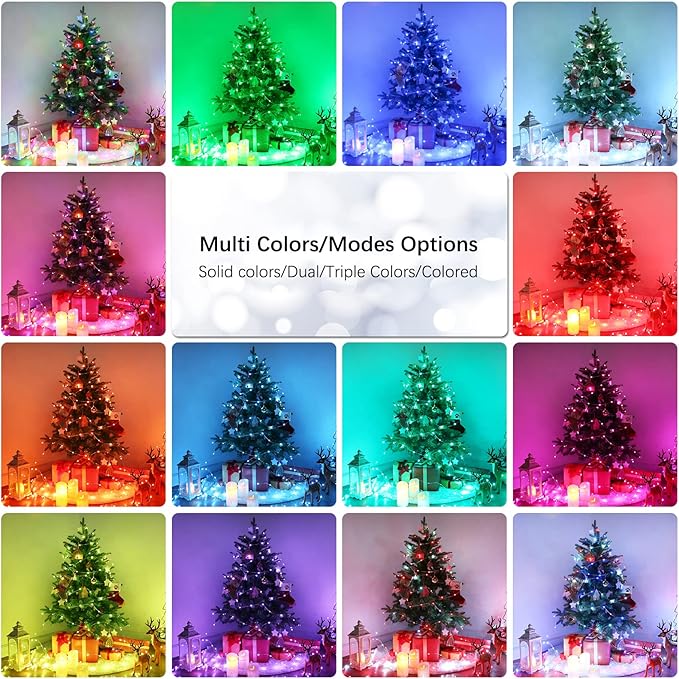 BrizLabs Christmas Fairy String Lights, 33ft 100 LED Color Changing Christmas Fairy Lights with Remote Timer, USB Rainbow Xmas Light Music Sync RGB Twinkle Light for Xmas Halloween Home Party Wedding