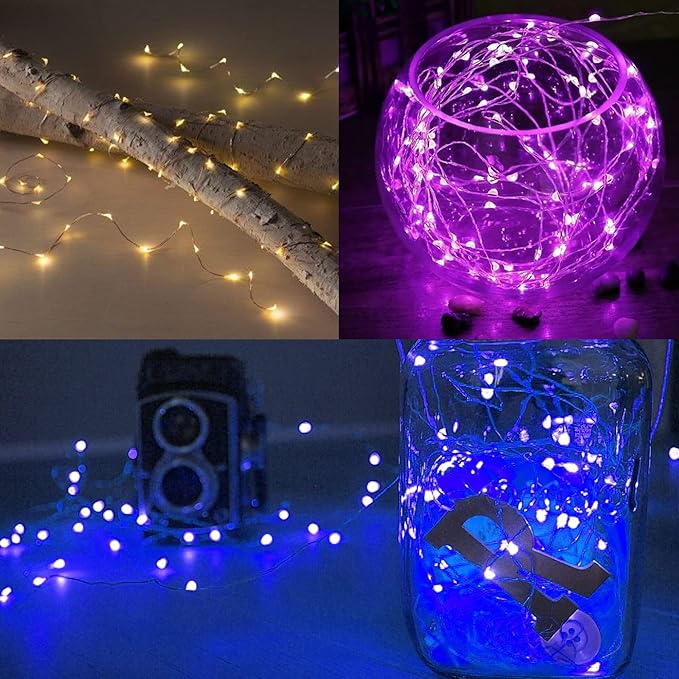 WATERGLIDE 12 Pack Fairy Lights Battery Operated (Included), 7 ft 20 LED Mini String Lights, Waterproof Silver Wire Firefly Starry Lights for DIY Wedding Christmas Party Mason Jars Decor, Multicolor