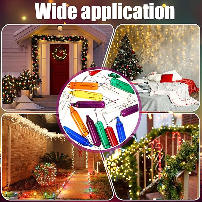 Mudder 200 Count 2.5V Christmas 50/100/150/200 Count Mini Incandescent Wire String Lights Replacement Bulbs Indoor/Outdoor Christmas Lights Decorations for Home Xmas Tree(Assorted Color)