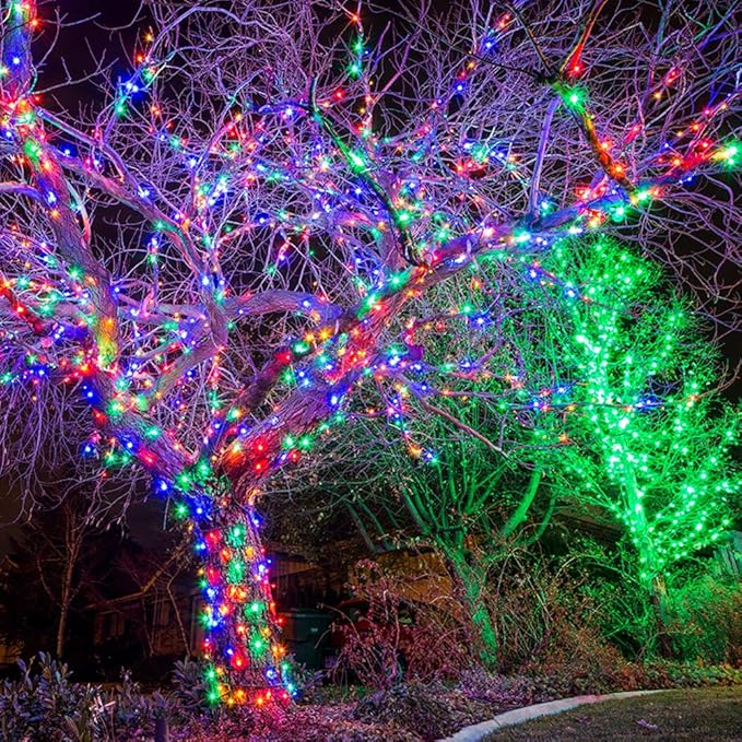 BrizLabs Colored Christmas Lights, 139.2ft 600 Count Christmas Tree Lights, 120V UL Certified Connectable Incandescent Mini Light String Set for Outdoor Indoor Xmas Party Garden Home Decor