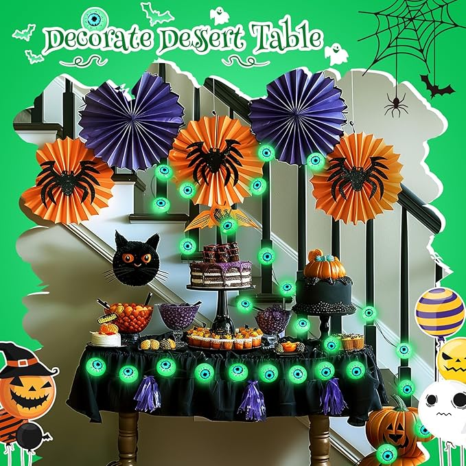 Coquimbo Halloween Decorations Eyeball String Lights, 10FT 30 LED Green Eye Halloween Lights for Indoor and Outdoor Halloweens Party Decorations