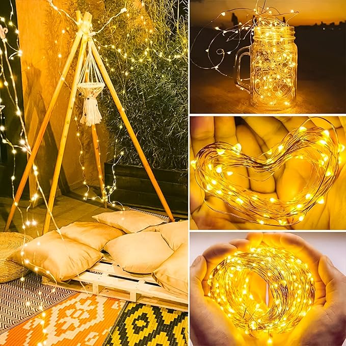 6 Pack Fairy Lights Battery Operated String Lights, 7ft 20 Led Mini Lights, Waterproof Silver Wire Starry for Mason Jars DIY Wedding Party Bedroom Christmas (Warm White)