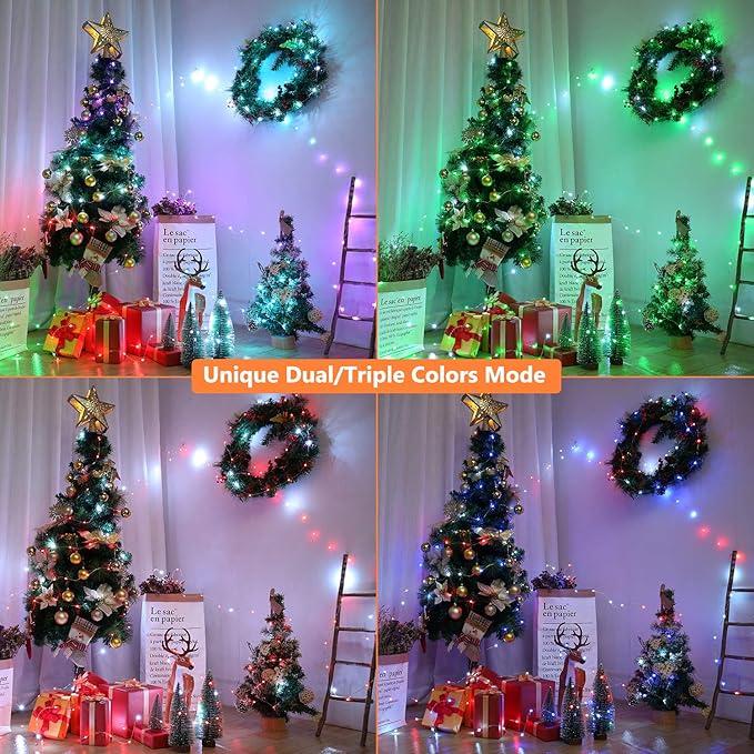 BrizLabs Color Changing Fairy Lights, 66ft 200 LED Rainbow Christmas Fairy Lights with Remote, RGB Xmas Tree Light with Timer, Dimmable Twinkle Light Music Sync for Indoor Xmas Halloween Easter Party