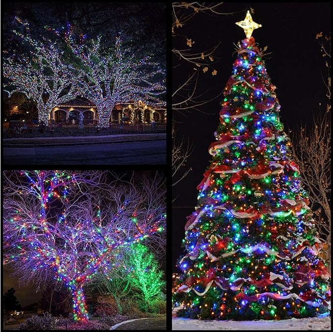 YULETIME 200 Multicolor LED Christmas Lights with Green Wire, Pack of 2 Strands 33 Feet 100 Lights UL Certified Holiday String Light Set