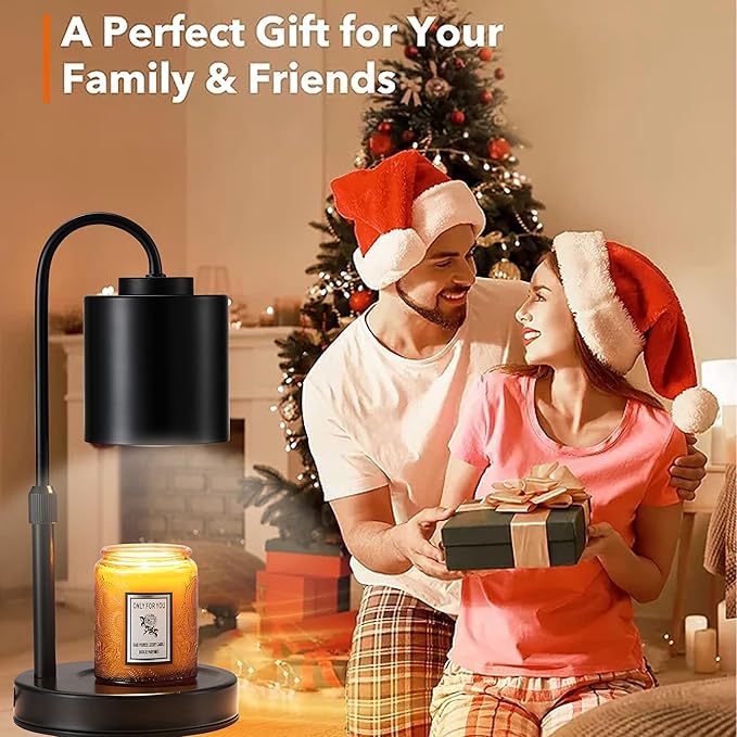 CASTLELIFE Candle Warmer Lamp with Timer & Dimmer, Height Adjustable Electric Wax Melt Warmer for Jar Candles, Gifts for Mom Home Decor, Black