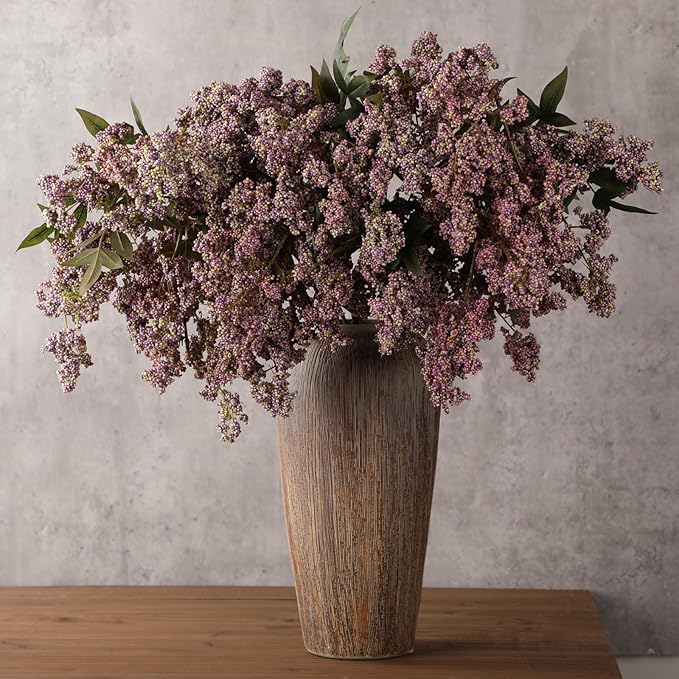 Zeyune 3 Pcs Fall Artificial Dusty Plum Stem Plum Sedum Berry Stem Autumn Faux Berry Picks Branches Faux Spray for Home Halloween Thanksgiving Farmhouse Mantel Harvest DIY Decorations (Purple)