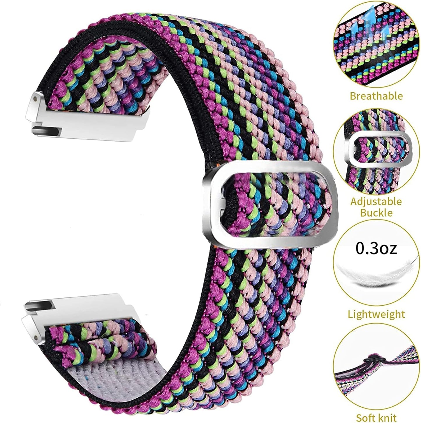 Faweio Smartwatch Bands Compatible, Lamshaw Stretch Elastics Nylon Adjustable Replacement Strap for Men & Women