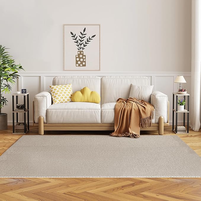 TUTOTAK Small Side Table, Narrow End Table, Bedside Table, Couch Side Table with Wheels for Living Room or Bedroom, Greige TB01BG061