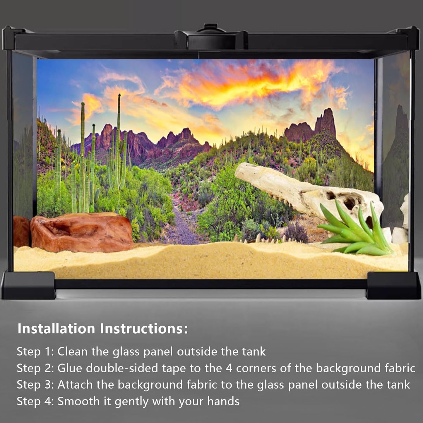 YongFoto Polyester Desert View Cactus Photo Backdrop: 72x18 inches Natural Landscape Photography Background for Reptile