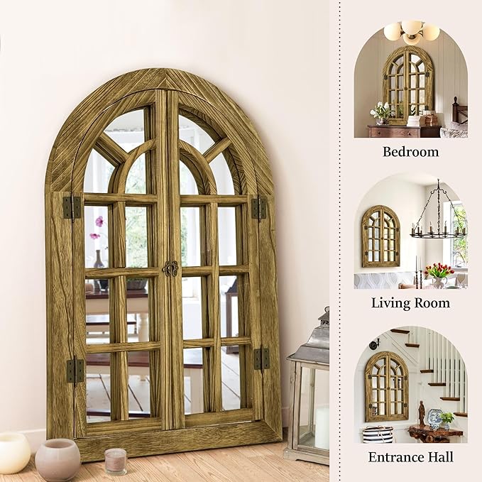 Bed Bath & Beyond Farmhouse Windowpane Arched Wall Mirror 20x30 - White