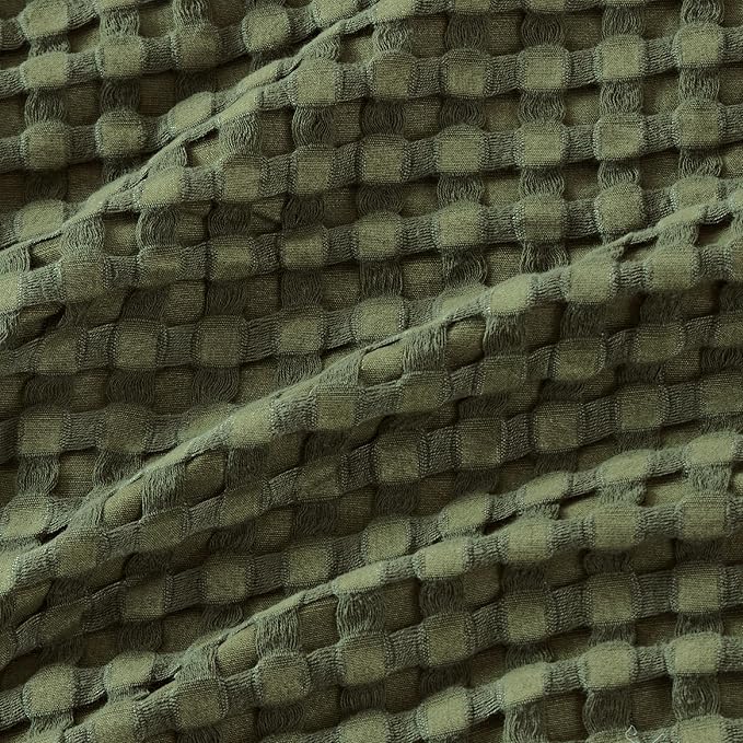 Bedsure Cooling Cotton Waffle Full Size Blanket - Lightweight Breathable Blanket of Rayon Derived from Bamboo for Hot Sleepers, Luxury Throws for Bed, Couch and Sofa, Green, 80x90 Inches