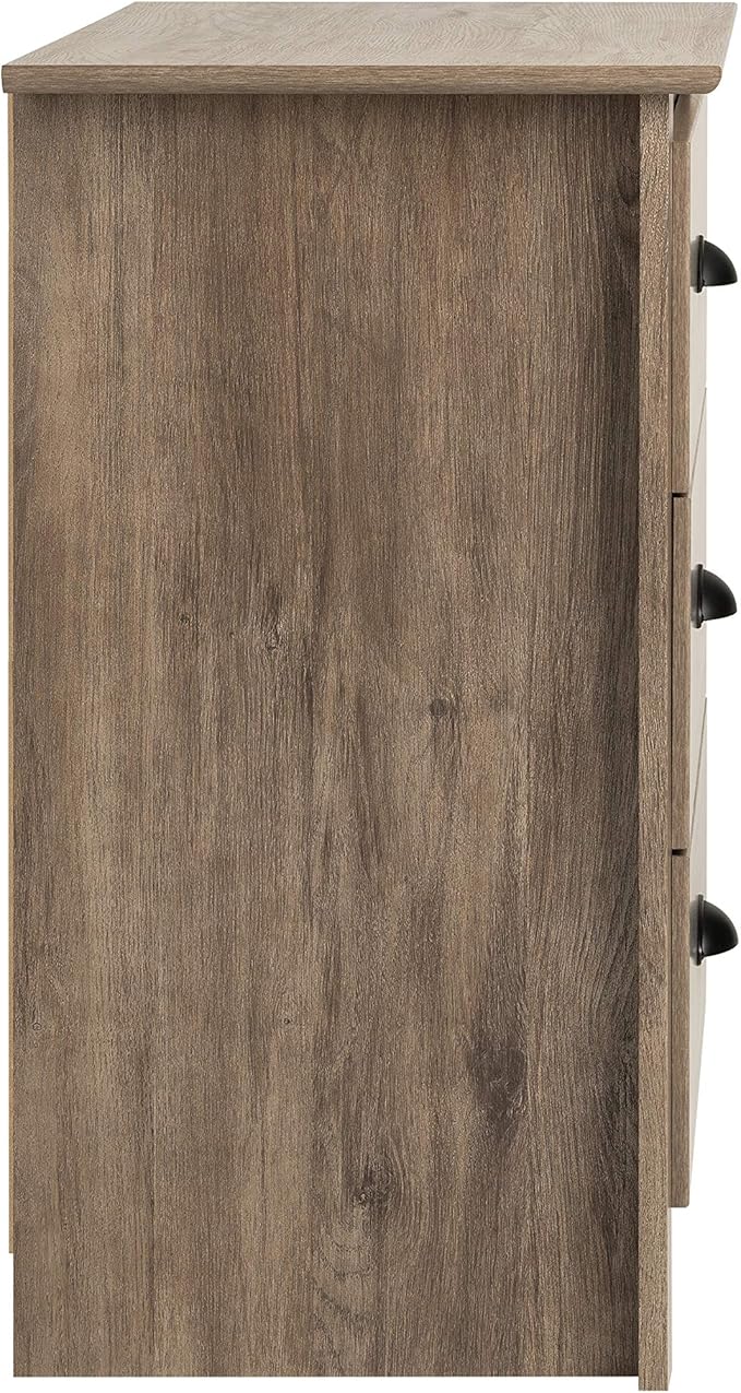 Prepac Salt Spring Rustic Tall Nightstand Side Table with 3 Drawers, Farmhouse Tall 3-Drawer Bedside Table 16" D x 23" W x 29" H, Drifted Gray, DDC-2403