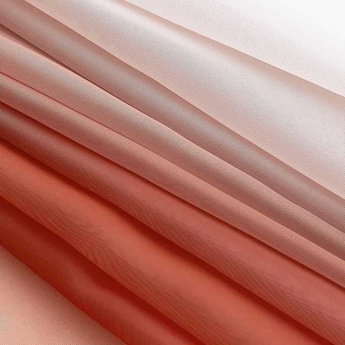 NICETOWN Terracotta Ombre Sheer Window Scarf Valances, Decorative Elegant Backdrop Voile Sheer Texture for Decor/Window Decorations, Set of 2, W60 x L216