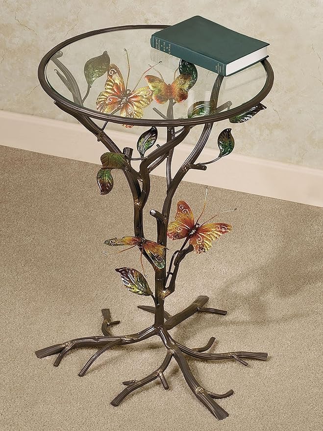Touch of Class Flight of The Butterfly Round Accent Table - Bronze - Side Table Suitable for Living Room End Table, Bedside Tables or Nightstand, Entryway, Foyer, Office