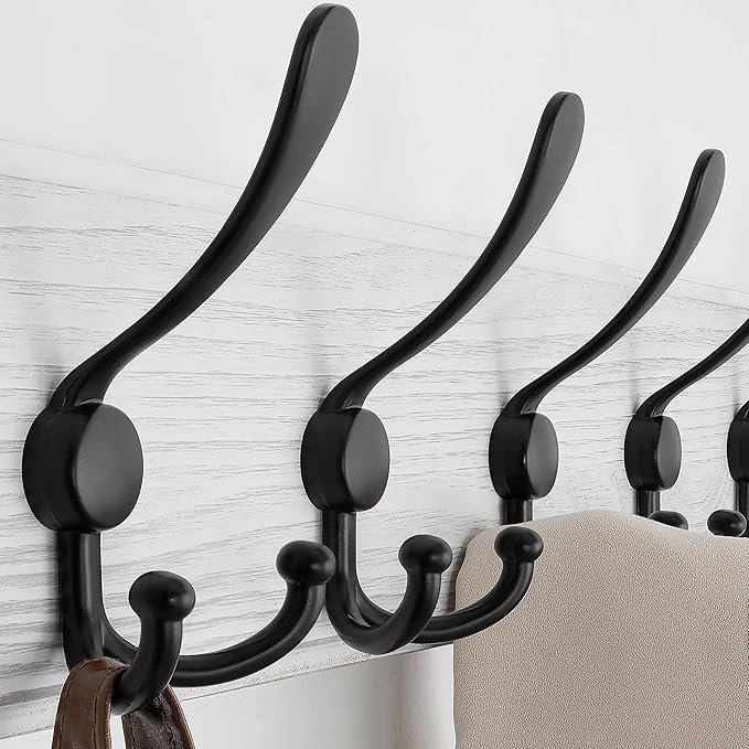 SKOLOO Rustic Large Wall Mounted Coat Rack-38.6'' Long Coat Rack for Wall, Pine Solid Wood Coat Rack Hook, Farmhouse Coat Hanger Wall Mount for Hanging Jacket Coat Hat, Pack of 2