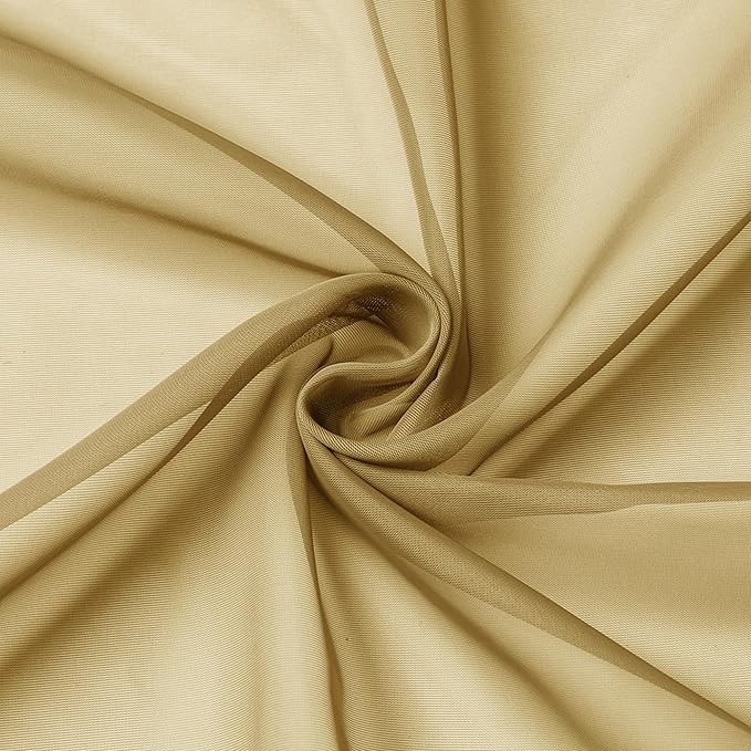 OWENIE Gold Sheer Curtains 78 Inch Length 2 Panels Set, Light Filtering Voile Fimly Sheer Drapes for Living Room/Bedroom, 2pcs, Gold Solid Rod Pocket Sheer Curtains, Each 42" W x 78" L