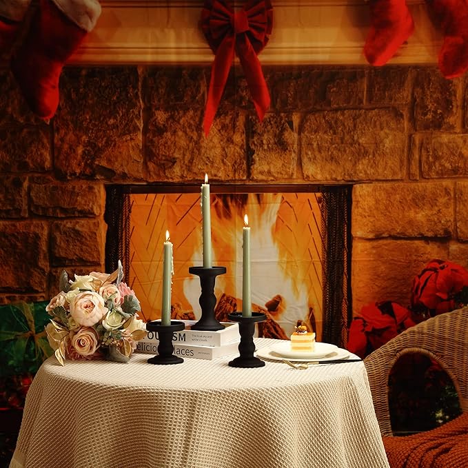 GMWD 3 Pcs Black Glass Candle Holder Set Clear, Candlesticks Holders Pillar Taper Candles Tealight Stand for Wedding Centerpieces Home Decorations Dining Table