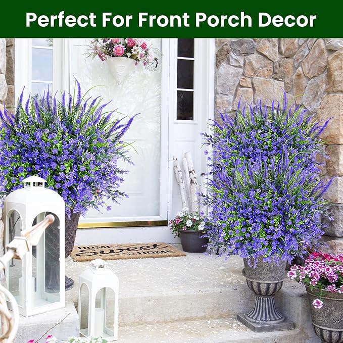Artificial Plants Outdoor, 20PCS Artificial Flowers, UV Resistant Fake Flowers, Faux Flowers for Outdoor Planters for Front Porch Pot Decor
