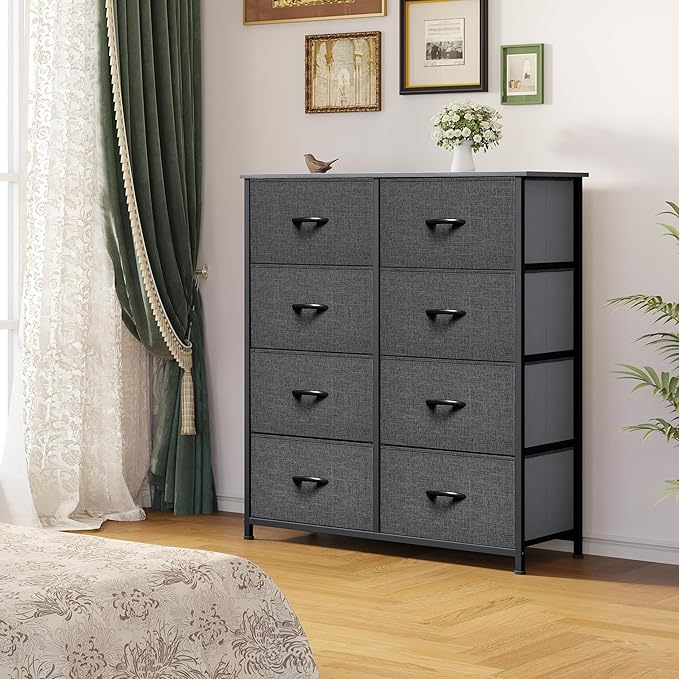 YITAHOME 8 Drawers Fabric Dresser - Storage Tower Unit Organizer Unit for Living Room & Closets - Sturdy Steel Frame & Easy Pull Fabric Bins