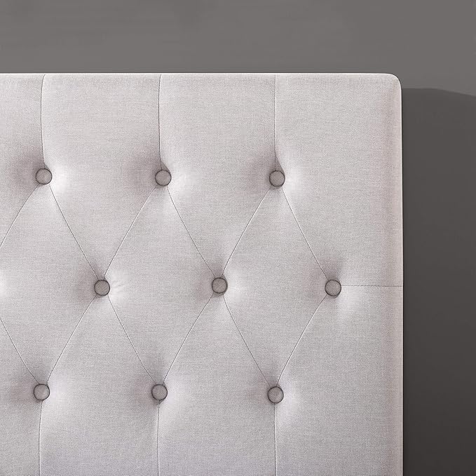 ZINUS Trina Upholstered Headboard, Button Tufted Upholstery, Adjustable Height, Easy Assembly, Light Grey, Full