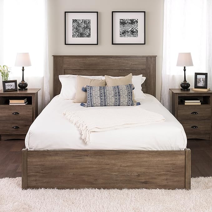Prepac Stylish Flat Wood Panel Headboard for Queen Size Beds, Simplistic Wooden Queen Headboard 2.25" D x 64.5" W x 48" H, Drifted Gray, DHFQ-1301-1