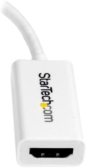 StarTech.com Mini DisplayPort to HDMI Adapter - Active mDP to HDMI Video Converter - 4K 30Hz - Mini DP or 1/2 Mac/PC to HDMI Monitor/TV/Display - mDP 1.2 to HDMI Adapter Dongle - White (MDP2HD4KSW)